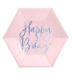 Πιάτα πάρτυ απαλό ροζ "Happy Birthday" (6 τεμ)