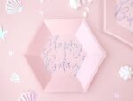 Πιάτα πάρτυ απαλό ροζ "Happy Birthday" (6 τεμ) - Image 2