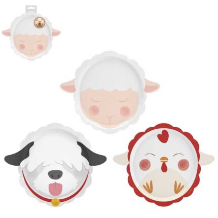 Πιάτα φαγητού Ζωάκια της Φάρμας 3D (6 τεμ)