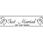 Πινακίδα αυτοκινήτου γάμου Just Married black hearts (2 τεμ)