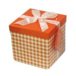 Πορτοκαλί Κουτί δώρου καρό
