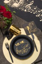 Ποτήρια χρυσά με Μουσικές Νότες (10 τεμ) - Image 2