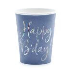 Ποτήρια πάρτυ Navy Blue - Holographic B'day (6 τεμ)