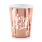 Ποτήρια πάρτυ rosegold "Happy Birthday" (6 τεμ)