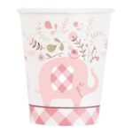 Χάρτινα Ποτήρια ροζ Ελεφαντάκι (8 τεμ)