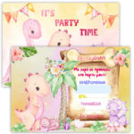 Προσκλήσεις πάρτυ Δεινοσαυράκι κορίτσι (8 τεμ)