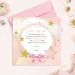 Προσκλητήριο Βάπτισης Αστεράκι με τετράγωνο Φάκελο