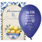 Προσκλητήριο Βάπτισης μπαλόνι - Mediterranean Λεμόνι