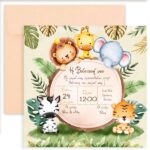 Προσκλητήριο Βάπτισης Ζώα της Ζούγκλας με Τετράγωνο Φάκελο - Image 2