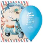 Προσκλητήριο βάπτισης μπαλόνι Βέσπα