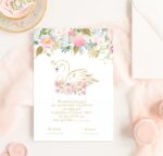 Προσκλητήριο Βάπτισης Κύκνος μονόκαρτο