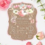 Προσκλητήριο βάπτισης μονόκαρτο Boho Bloom