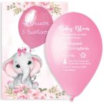 Προσκλητήριο βάπτισης μπαλόνι Ελεφαντάκι κορίτσι