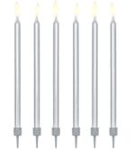 Ψηλά Κεράκια τούρτας Ασημί (12 τεμ) - Image 3