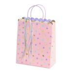 Ροζ Σακούλα Δώρου με αστεράκια