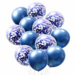 Σετ Μπαλόνια - Μεταλλικό Μπλε Με Κονφετί (12 τεμ)