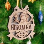 Ξύλινο Χριστουγεννιάτικο Στολίδι με Όνομα - Χιονάνθρωπος