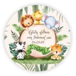 Στρογγυλή Αφίσα Βάπτισης Ζώα της Ζούγκλας 1,30 x 1,30 m - Image 2