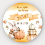 Στρογγυλή Αφίσα Βάπτισης Κολοκύθα με Λαγουδάκι - Image 2