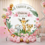 Στρογγυλή Αφίσα Βάπτισης Ζώα της Ζούγκλας κορίτσι - Image 2