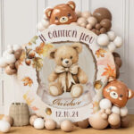 Στρογγυλή Αφίσα Φθινοπωρινή Βάπτιση Αρκουδάκι 1,30μ. - Image 2
