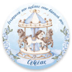 Στρογγυλή Αφίσα Βάπτισης - Καρουζέλ αγόρι