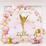 Στρογγυλή αφίσα Βάπτισης χρυσή Νεράιδα - Image 2