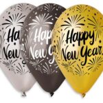 Τυπωμένο μπαλόνι "Happy New Year" σε 3 αποχρώσεις (25 τεμ)