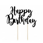 Topper τούρτας Happy Birthday Μαύρο