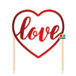 Topper Τούρτας κόκκινο - Love (16 x 20 cm)