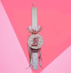 Λαμπάδα με Μονόγραμμα - Φλοράλ