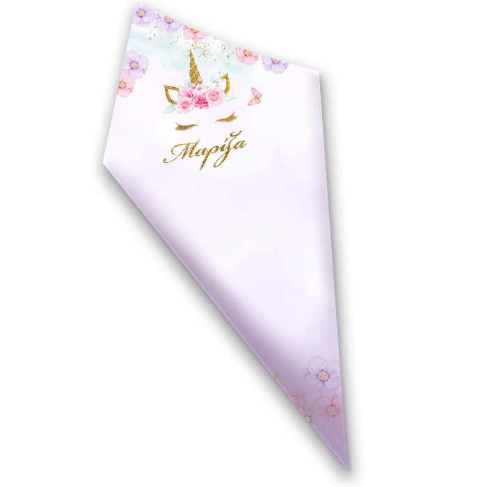 Χωνάκια ζαχαρωτών Μονόκερος φλοράλ