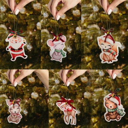 Χριστουγεννιάτικο κουτί με 6 στολίδια ζωάκια