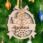 Ξύλινο Χριστουγεννιάτικο Στολίδι με Όνομα - Αγγελούδι