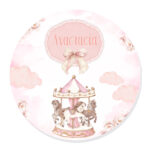 Αφίσα Βάπτισης - Ροζ Καρουζέλ Στρογγυλή 1,30m