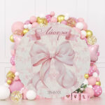 Αφίσα Βάπτισης - Ροζ Φιόγκος Στρογγυλή 1,30m - Image 2