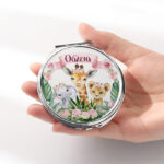 Καθρεφτάκι Ζώα της Ζούγκλας Κορίτσι Ασημί Στρογγυλό