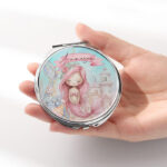 Καθρεφτάκι Ροζ Γοργόνα Ασημί Στρογγυλό