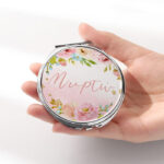 Καθρεφτάκι Φλοράλ Ασημί Στρογγυλό