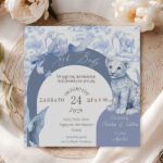 Προσκλητήριο Βάπτισης - Blue Toile Ζώα Της Ζούγκλας - Image 2