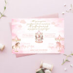 Προσκλητήριο Ροζ Καρουζέλ Με Μακρόστενο Φάκελο - Image 2