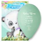 Προσκλητήριο Βάπτισης σε μπαλόνι Panda Rainbow