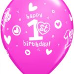 Μπαλόνια 11 1st Birthday Circle Hearts Girl /25 τεμ