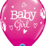 Μπαλόνια Λάτεξ 11 Baby Girl Footprints & Hearts /25 τεμ