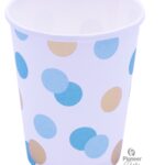 Ποτήρια Χάρτινα 250ml Σιέλ & Χρυσό Dots /8 τεμ