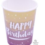 Ποτήρια Χάρτινα 250ml Ροζ Χρυσό Ombre /8 τεμ