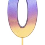 Candle Numeral  0 Rainbow Ombre / 6.7 cm