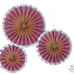 Διακοσμητικές Βεντάλιες Χάρτινες Ροζ Χρυσό Ombre / 3 τεμ