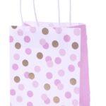 Τσάντες Χάρτινες Ροζ & Χρυσό Dots / 4 τεμ