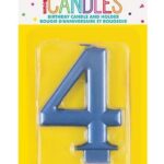 Κερί  4 Μεταλλικό Μπλε / 8 εκ.